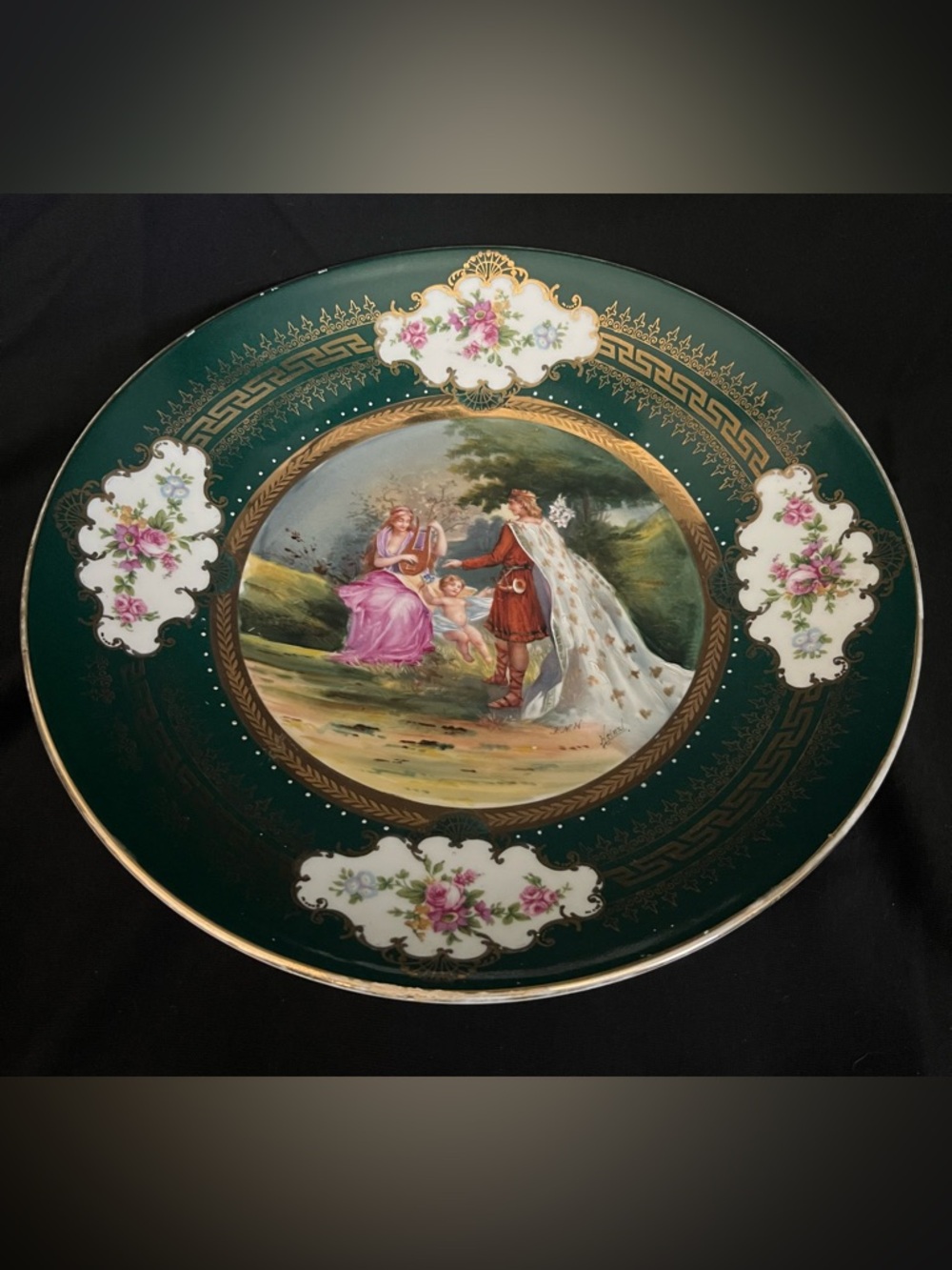 Vintage Porcelain Plate w/ Pastoral Romantic 18th Century Scene ~By Heinzl